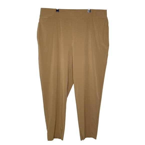 Athleta Tan Elastic Waist Pants, 18 - Picture 1 of 11